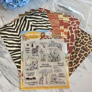 NEW Cardmaking and Papercraft Summer Safari Stamp Set and Papers